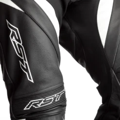 RST TracTech Evo 4 Leather Jean White - CE Approved -Trail Blazers Gear 102358 rst tractech evo 4 leather jean black white detail legs 2